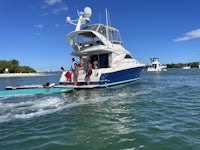 a group of people on a boat in the water